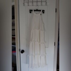 white tiered ruffle dress